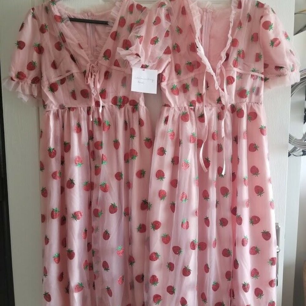 Strawberry Tulle Long Dress / Cute / S-5XL - Picture 2 of 10